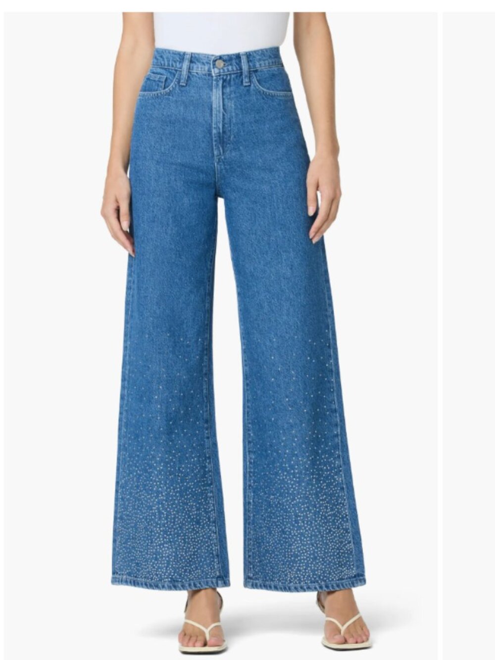 Joe's Jeans Blue Wide Leg Flare Jeans with Embellished Hem